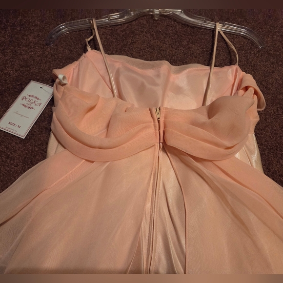 POLKA Soft Pal Peach Bridesmaid Dress With Scarf - Picture 11 of 16